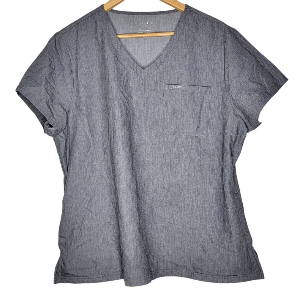Jaanuu‎ 1X Gray V-Neck Women's Scrub Top